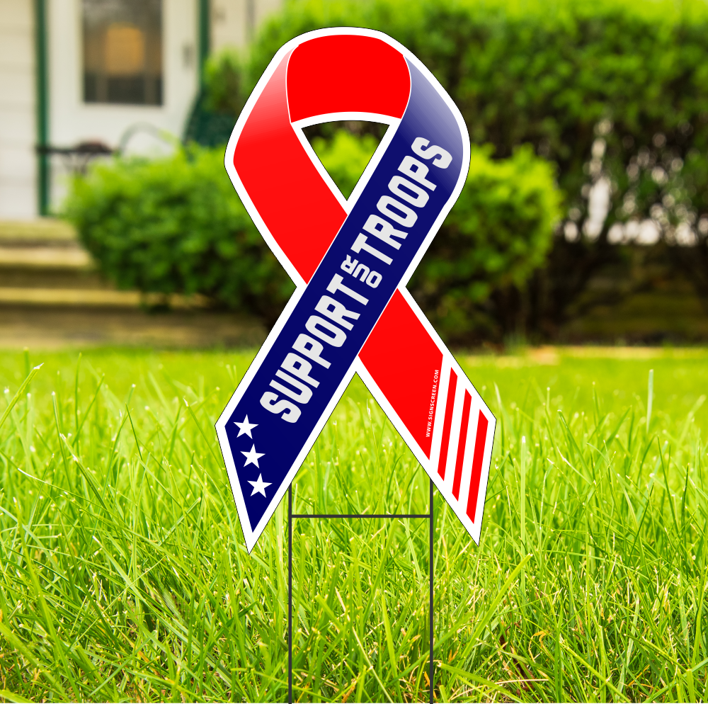 Red, white and blue awareness ribbon